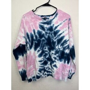 AR33 Tie Dye Sweatshirt Small Pink Navy Blue Crewneck‎ Soft Cotton Blend